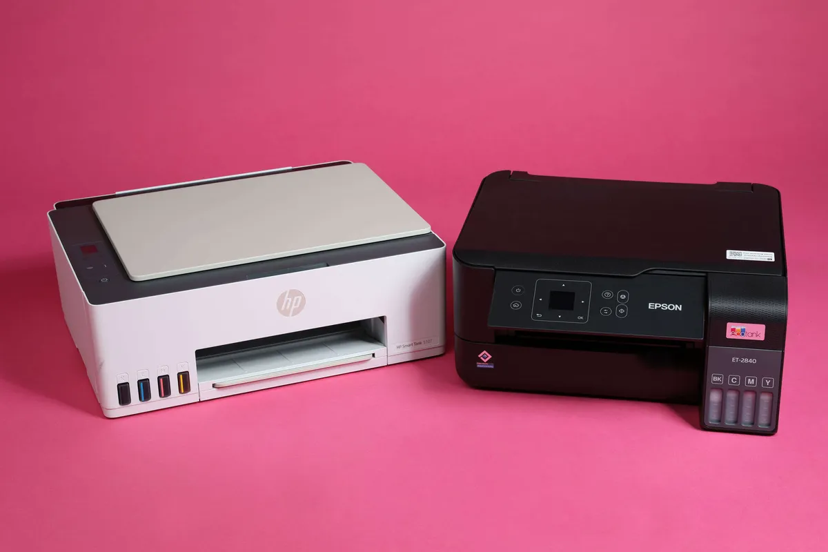 Testiss kotitulostimet epson et 2840 ja hp smart tank 5107