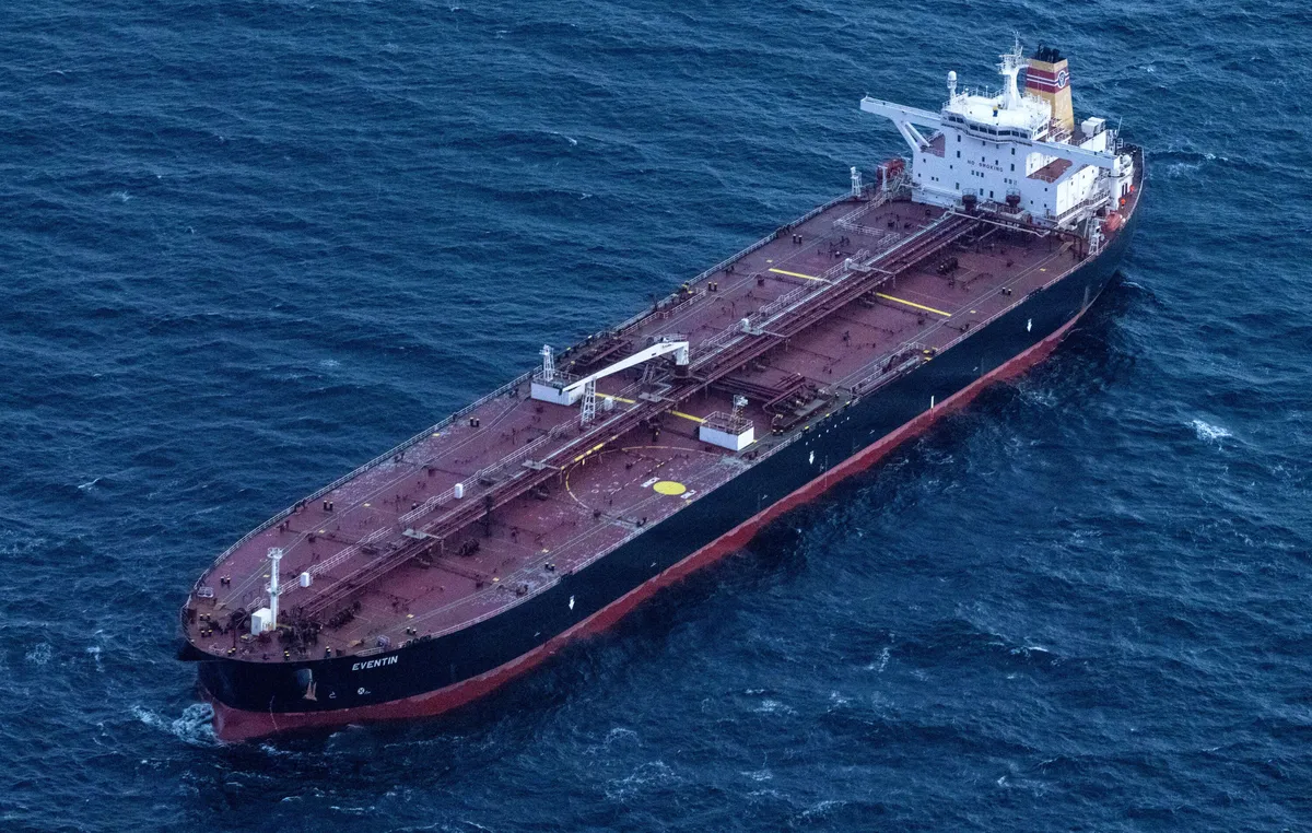 A Russian tanker carrying a 100,000-ton oil cargo is being towed away from Germany – the storm could cause a disaster