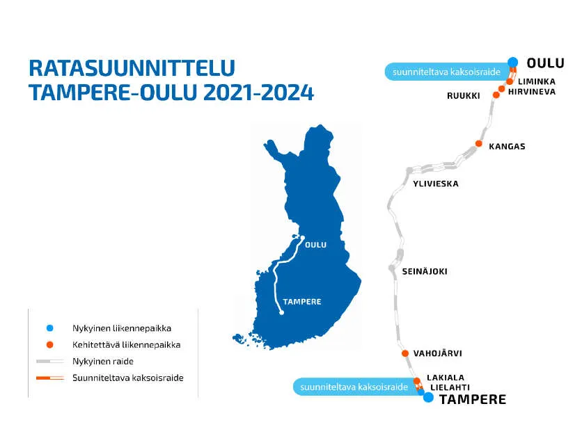 Tampereen ja Oulun välille suunnitellaan uusia kaksoisraideosuuksia –  ”kapasiteetti on paikoin täynnä” | Tekniikka&Talous