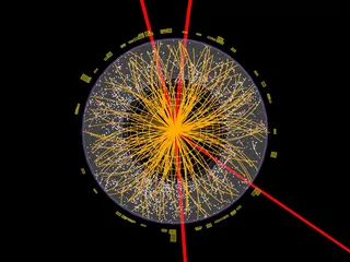Ei kuitenkaan Maapallon räjähdys, vaan hiukkastörmäys Cernin LHC-kiihdyttimessä, jossa mitattiin ennätystarkasti vahvan ydinvoiman vahvuus.