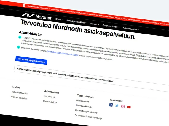 Problems With Nordnet S Service Trading Had To Stop For More Than Two Hours