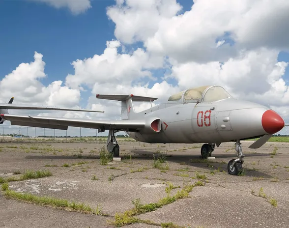 Aero L-29 Delfin oli erittäin suosittu koulutuskone, mutta se on nähnyt paljon käyttöä myös siviilikäytössä, kuten kilpalennoissa. L-29:n valmistus lopetettiin vuonna 1974. Kuvan L-29 istuu Kaunasin lentokentällä Liettuassa.