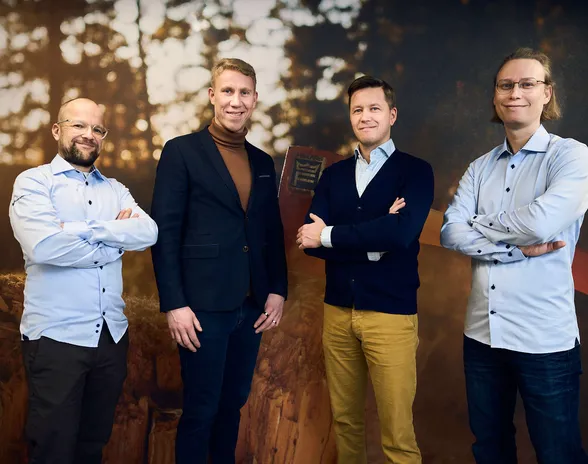 Vaaka Partners hankki enemmistön Mezzofortesta. Kuvassa Juha Jaskara, Petrus Blomqvist, Santtu Poutanen ja Janne Leino.