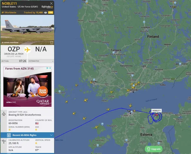 USAF:n strateginen B-52-pommikone heitti taas keikkaa Suomenlahden yllä |  Tekniikka&Talous