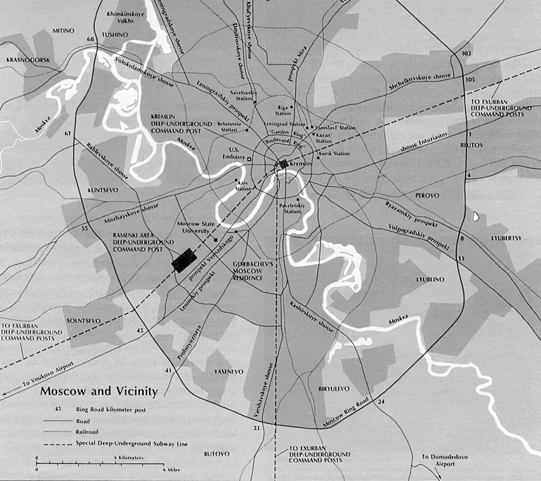 USA:n puolustusministeriö julkaisi tämän kartan Moskovan salaisesta metrosta vuonna 1991.