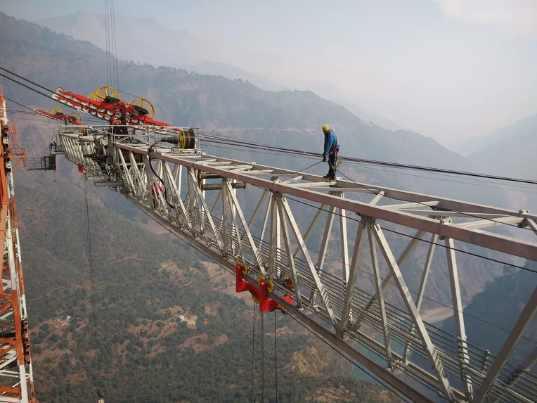 A snapshot of the Chenab Bridge construction work in 2016.