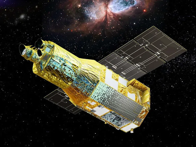 Xrism-satelliitti tutkii maailmankaikkeuden korkeaenergisimpiä tapahtumia. Havainnekuva.