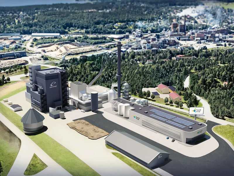 Liquid Winds e-metanolanläggning i Örnsköldsvik ska börja byggas i början av nästa år och stå färdig 2024. Produktionskapaciteten är 50 000 ton per år.