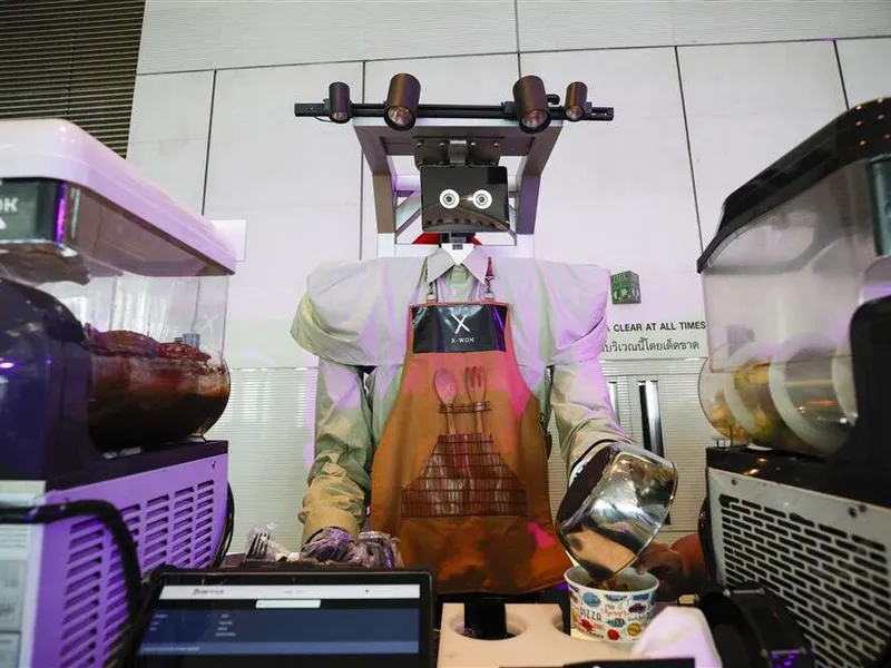 Tämä robotti valmisti hedelmäsalaattia Bangkokissa toukokuussa 2023.