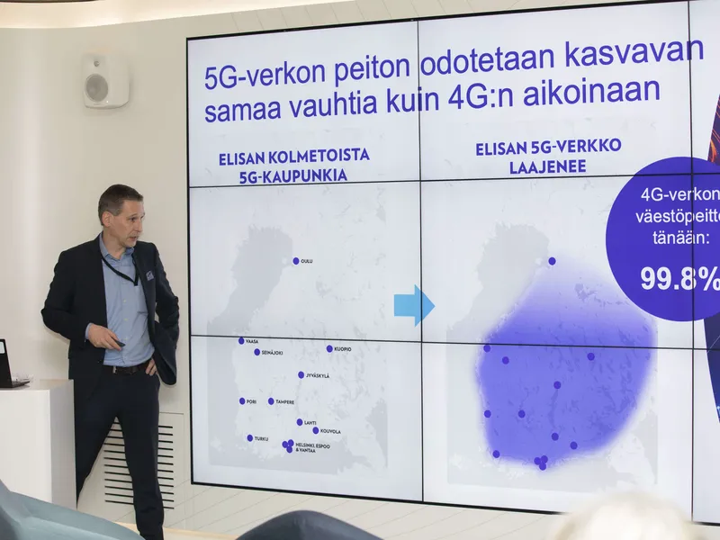 Elisan Petteri Svensson esitteli alkuvuodesta 2020 5g-verkon laajenemista.