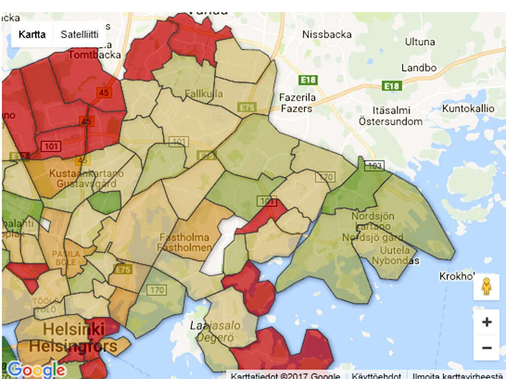 Onko alueellasi halvempaa asua vuokratontilla vai omalla? Katso kartasta |  Kauppalehti