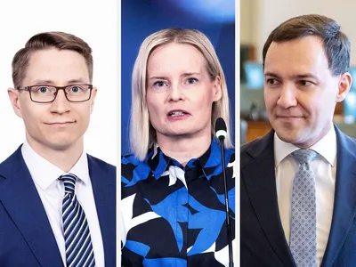 Perussuomalaiset ovat saaneet vaalirahaa aiemmin kokoomusta ja keskustaa tukeneilta. Kuvassa Onni Rostila, Riikka Purra ja Wille Rydman.
