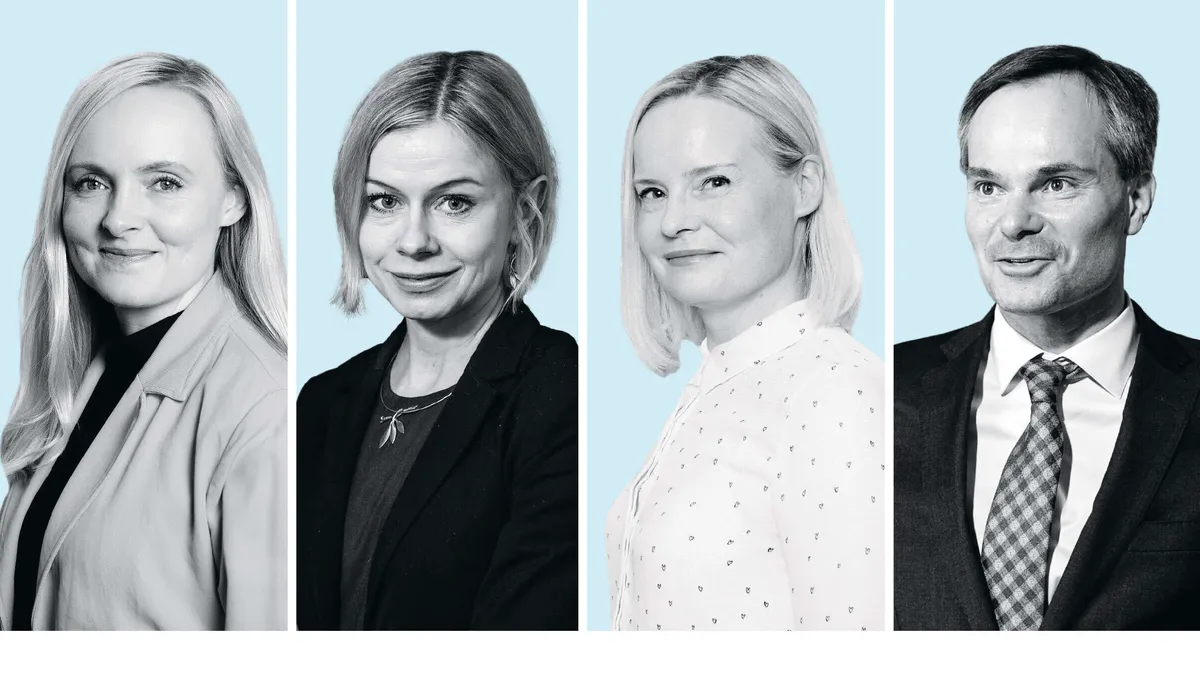 huhtikuuta. Kuvassa vasemmalta: Maria Ohisalo (vihr), Riikka Pakarinen (kesk), Riikka Purra (ps) ja Kai Mykkänen (kok).