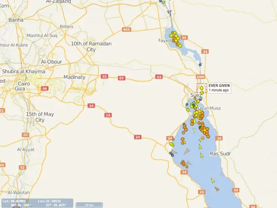 400 metriä pitkä ja 59 metriä leveä konttialus tukkii Suezin kanavan –  Tärkeä kauppareitti halvaantui | Tekniikka&Talous