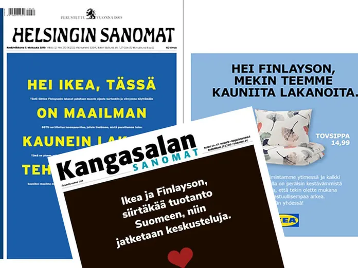 Finlayson, Ikea ja Tam-Silk nokittelivat mainoksilla – Ikea Suomen  viestintäjohtaja: ”En näe, että tässä on voittajaa tai häviäjää” |  Kauppalehti
