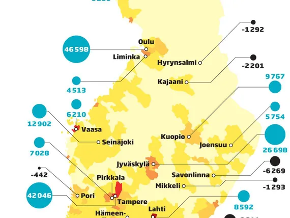 T&T:n Supergraafi: Suomen väestö valuu kaupunkeihin – asukasluku kasvanut  6,3% | Tekniikka&Talous