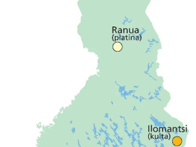 suomen kultaesiintymät kartta Suomen lupaavimmat kultaesiintymät | Tekniikkatalous