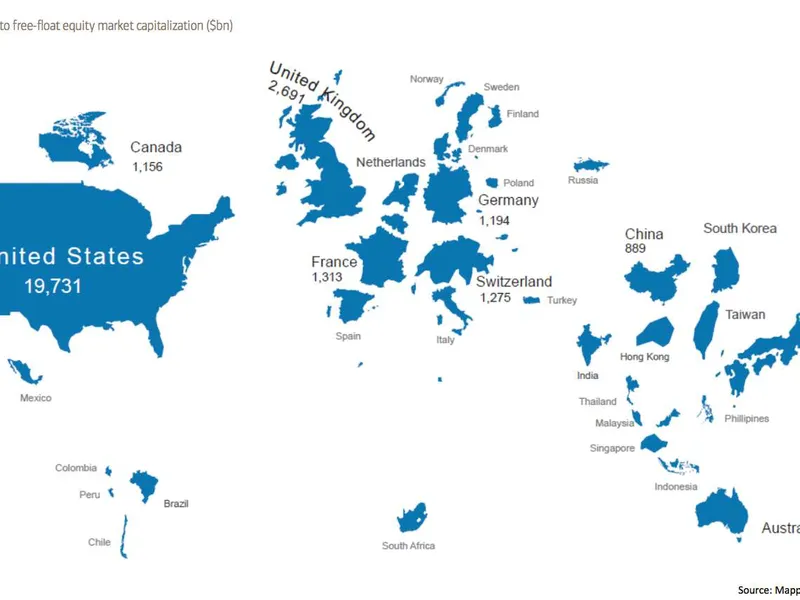 Kartta: Tältä maailma näyttäisi, jos eri maat olisivat osakemarkkinoidensa  kokoisia | Talouselämä
