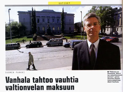 Vuonna 1998 Suomen Pankin pääjohtajana aloittanut Matti Vanhala joutui jättämään tehtävän vuonna 2003 vaikean sairauden vuoksi. Hän menehtyi seuraavana vuonna.