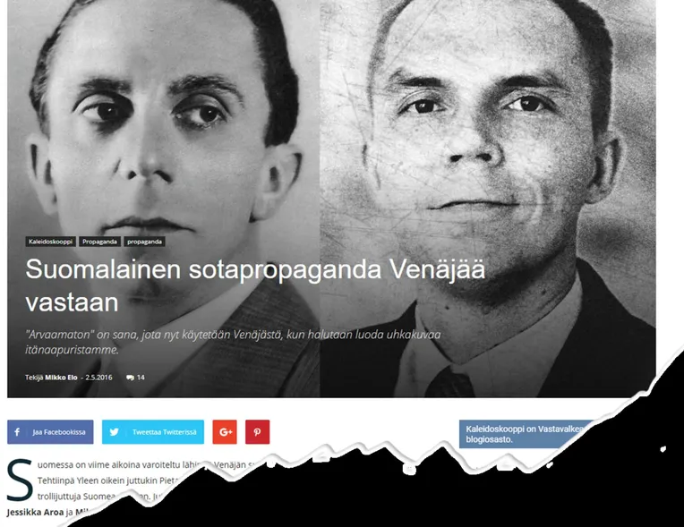 Vastavalkea-niminen verkkojulkaisu teki Markku Mantilasta (oik.) melkein Joseph Goebbelsin (vas.) kaksoisolennon.