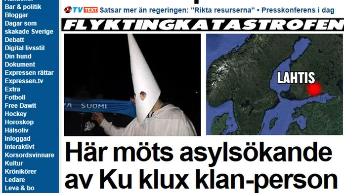 Lahden mielenosoitus ja Ku Klux Klan-asu nousivat pääuutiseksi Ruotsissa |  Kauppalehti