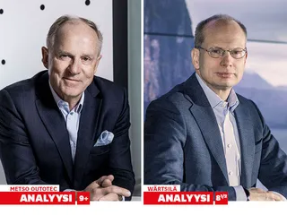 Metso Outotecin toimitusjohtaja Pekka Vauramo (vasemmalla) ja Wärtsilän toimitusjohtaja Håkan Agnevall myyvät maailmalle ilmastoratkaisuja.