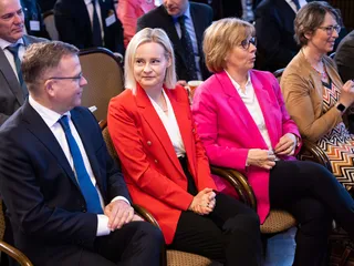Kokoomus, perussuomalaiset, RKP ja kristillisdemokraatit neuvottelevat hallitusohjelmasta Helsingin Säätytalolla. Kuvassa puoluejohtajat viime viikolla.