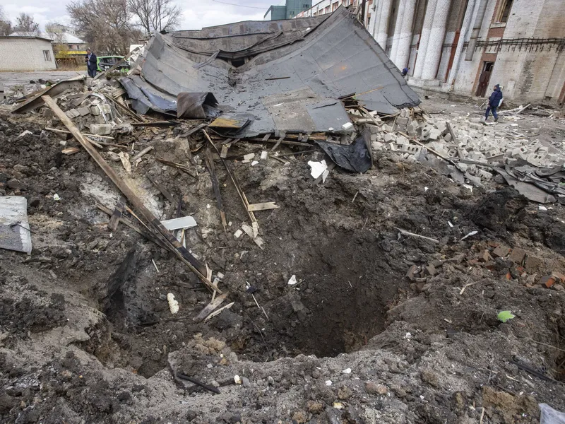 Pommitusten jälkiä Harkovassa Itä-Ukrainassa marraskuun alussa.