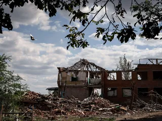 Tuhottu koulurakennus Orih’ivissa Zaporižžjan alueella syyskuussa. Rakennus toimi humanitaarisen avun keskuksena kunnes tuhottiin ilmaiskussa.