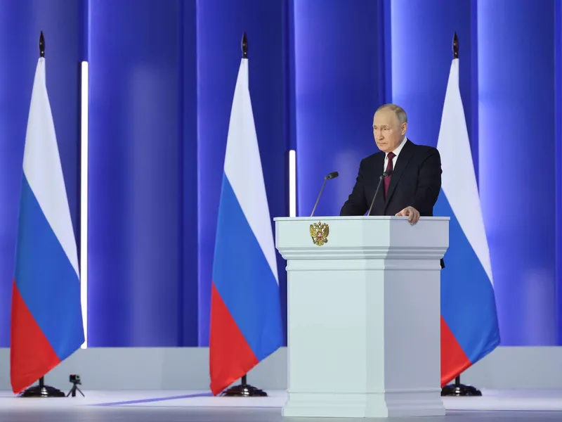 Venäjän presidentti piti odotetun puheen venäläisille.