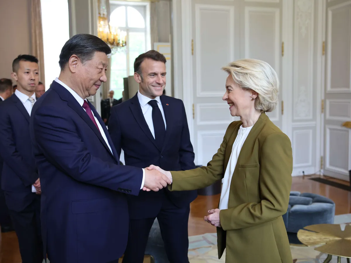 European leader Ursula von der Leyen and Chinese President Xi Jinping meet to discuss the readiness of Europe to make tough decisions in order to safeguard its economy.