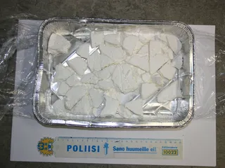 Kuvassa poliisin takavarikoimaa kokaiinia.