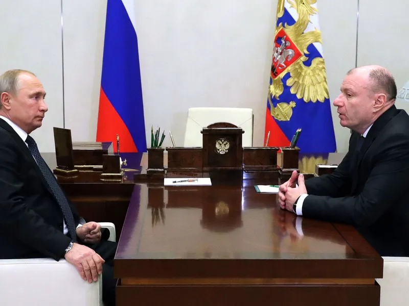 Venäjän presidentti Vladimir Putin ja Norilsk Nickelin suuromistaja Vladimir Potanin kuvattiin yhdessä Moskovassa vuonna 2018.